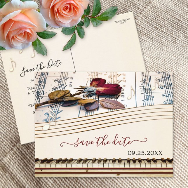Musique romantique Thème Enregistrer la date Carte (Créateur téléchargé)