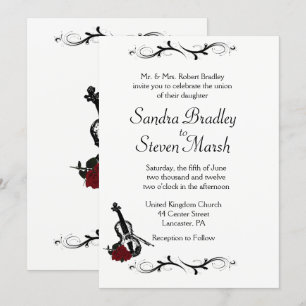 Musique violon blanc Faire-part de mariage 5 po x