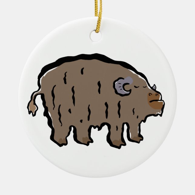 musk-ox ceramic ornament (Front)