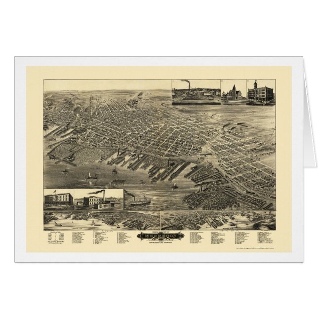 Muskegon, MI Panoramic Map - 1889 (Front Horizontal)