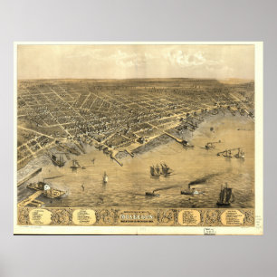 Muskegon Michigan 1868 Antique Panoramic Map Poster