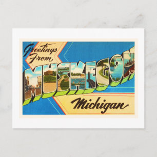 Muskegon Michigan MI Old Vintage Travel Souvenir Postcard
