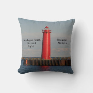 Muskegon South Pierhead Light square pilow Throw Pillow