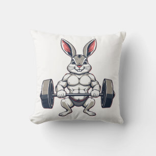 Muskelhase Gym Pumpernickel Throw Pillow