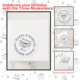 Musketeer Hero Happy Birthday Party Customizable Favour Tags