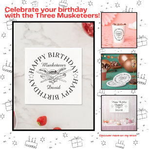 Musketeer Hero Happy Birthday Party Customizable Napkin