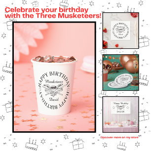 Musketeer Hero Happy Birthday Party Customizable Paper Cups