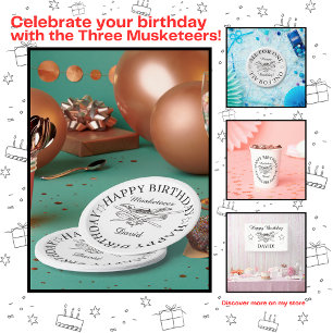 Musketeer Hero Happy Birthday Party Customizable Paper Plate