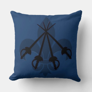 Musketeer Swords Blue Throw Pillow
