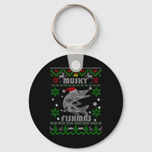 Muskie Angler Fishmas Musky Fishing Gifts Ugly Chr Keychain
