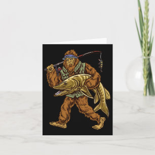 Muskie Fishing Bigfoot Musky Hunting Fishermen  Card