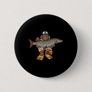 Muskie Fishing Tiger Musky Hunting Bigfoot Fisherm 2 Inch Round Button