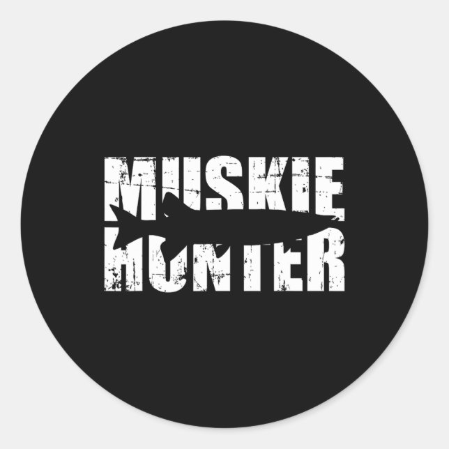 Muskie Hunter Fishing  Classic Round Sticker (Front)