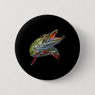 Muskie Hunter Musky Fisherman Lure Fly Fishing Nov 2 Inch Round Button