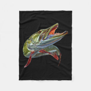 Muskie Hunter Musky Fisherman Lure Fly Fishing Nov Fleece Blanket