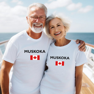 Muskoka Canada Canadian Flag Light-Color T-Shirt