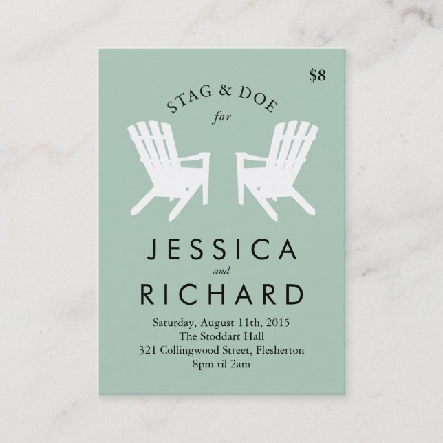 Muskoka Chair Stag and Doe Ticket // Black & White (Front)