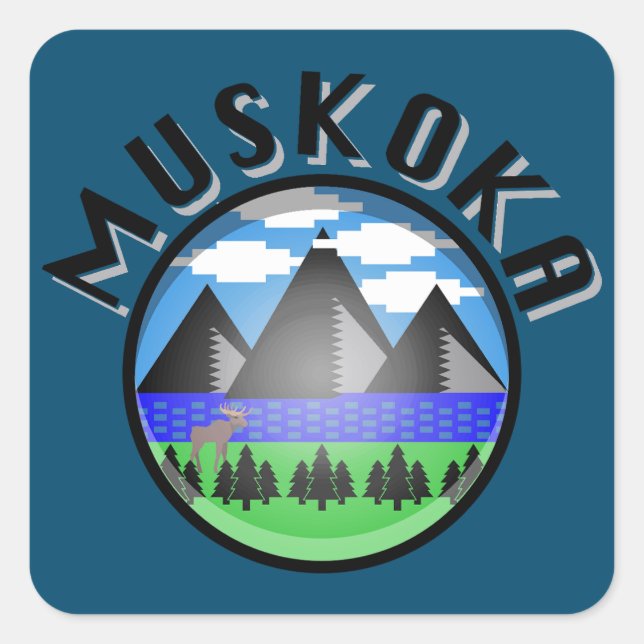 Muskoka Design (Version 2) - Beach Towel Square Sticker (Front)