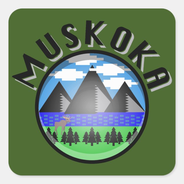 Muskoka Design (Version 2) - Beach Towel Square Sticker (Front)