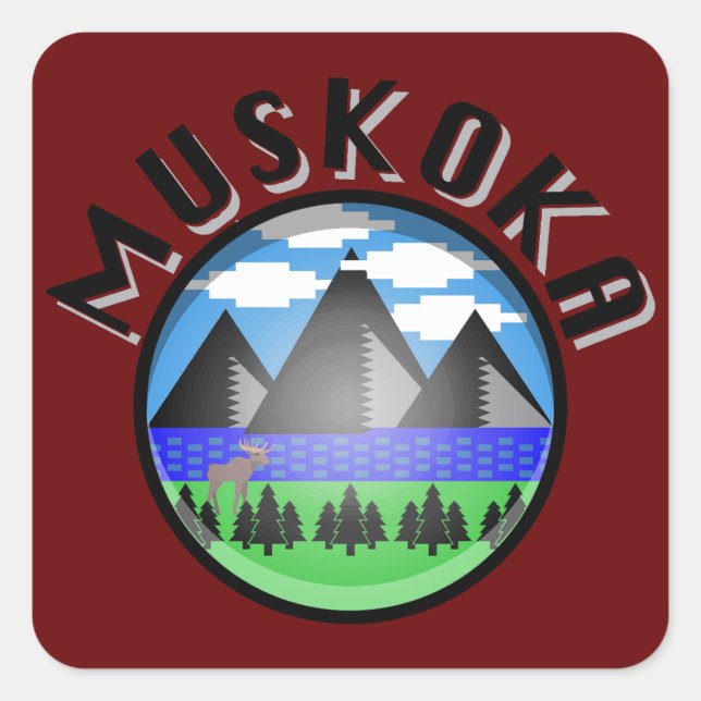 Muskoka Design (Version 2) - Beach Towel Square Sticker (Front)
