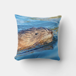 Muskrat at Vassar Farms Ecological Preserve Throw Pillow