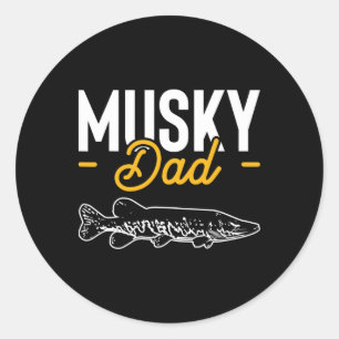 Musky Dad Fathers Day Musky Muskellunge Pike Fish Classic Round Sticker