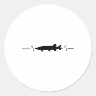 Musky Fishing - Muskie Heartbeat Fishing Classic Round Sticker