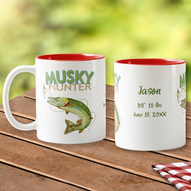 Musky Hunter Name Date Measurements Two-Tone Coffee Mug (Creator Uploaded)