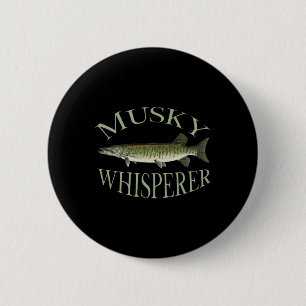 Musky Muskellunge Fish Illustration Art Fishing An 2 Inch Round Button