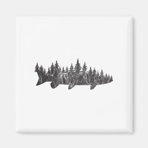 Musky Pine Forest Treeline - Outdoor Fishing Angle Magnet
