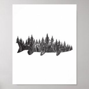Musky Pine Forest Treeline - Outdoor Fishing Angle Poster