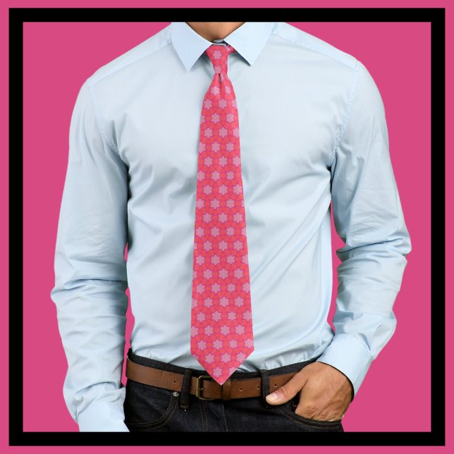 Musky Pink Stars & Funky Pink Orange Circles Tie (Creator Uploaded)