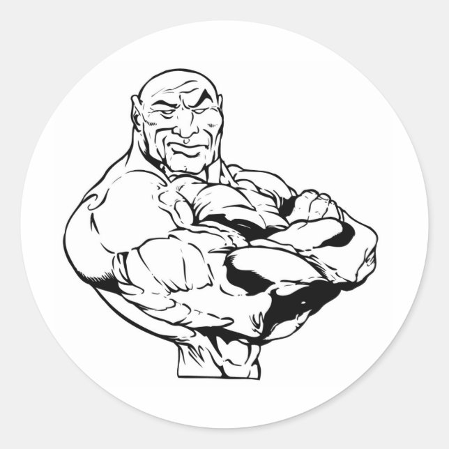 MUSLE BOUND BODYBUILDING LOGO CLASSIC ROUND STICKER (Front)