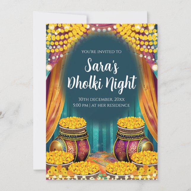 Muslim Dholki invites & Mehndi invitation (Front)