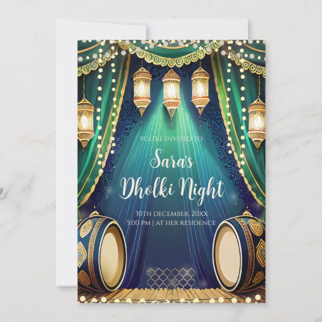 Muslim Dholki invites & Mehndi invitations (Front)