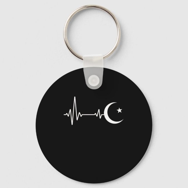 Muslim Islam Heartbeat Islamic Allah Mecca Hajj Gi Keychain (Front)