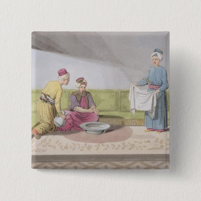 Muslim Performing his Ablutions, plate 34 from Par 2 Inch Square Button (Front)