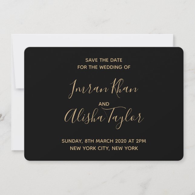 Muslim Wedding Save the date Gold Arabic Tiger (Front)