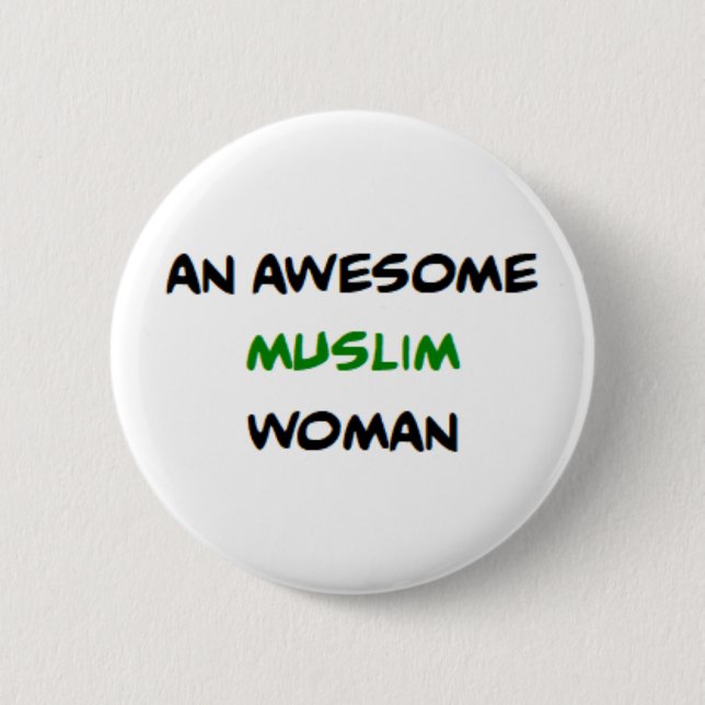 muslim woman, awesome 2 inch round button (Front)