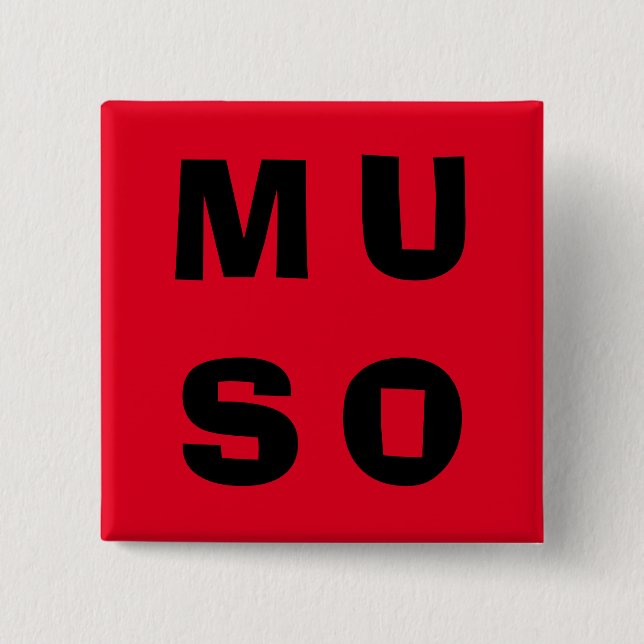 Muso Musician Contemporary Lettering Red Black 2 Inch Square Button (Front)