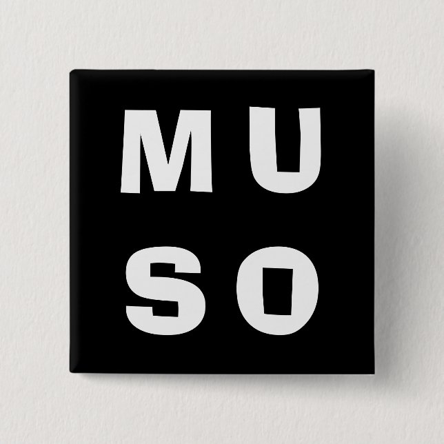 Muso Musician Contemporary Minimalist Black White 2 Inch Square Button (Front)