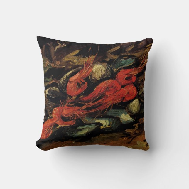 Mussels and Shrimp by Vincent van Gogh Throw Pillow (Front)