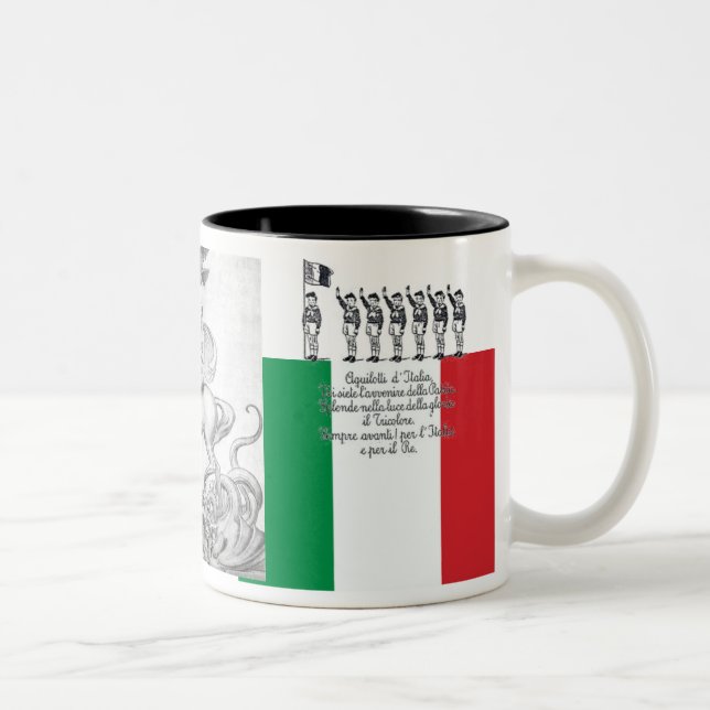 Mussolini Duce Lotta Studentesca Two-Tone Coffee Mug (Right)