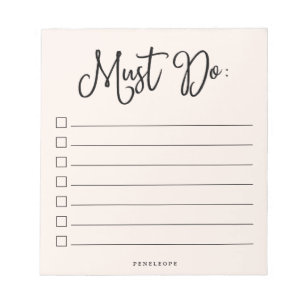 Must Do Trendy Blush Pink To-Do List Notepad