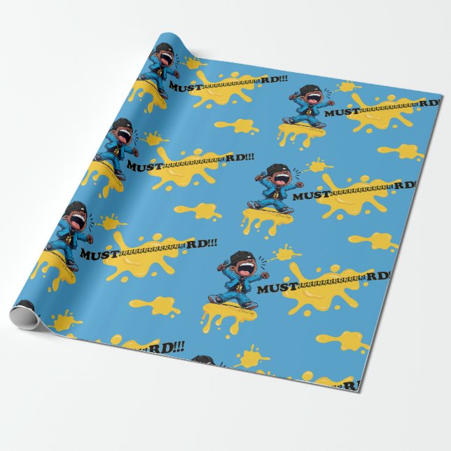 Mustaaaaard Blue Wrapping Paper for All Occasions (Unrolled)