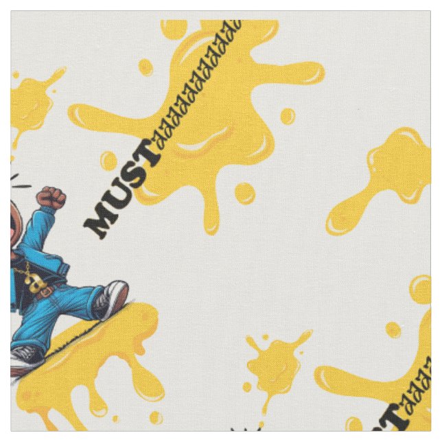 Mustaaaard Graphic Print - White Fabric (Close Up)