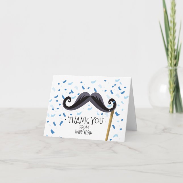 Mustache Baby Shower Thank You Note Card (Front)