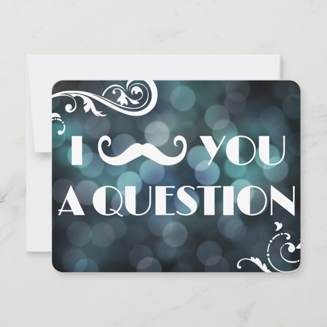 Mustache Bash Question Bokeh Lights Invitations (Devant)