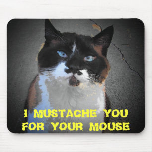 MUSTACHE CAT wants your mouse Pad