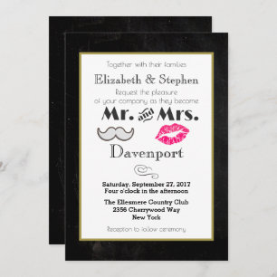 Mustache et les lèvres de mariage Invitation sur N